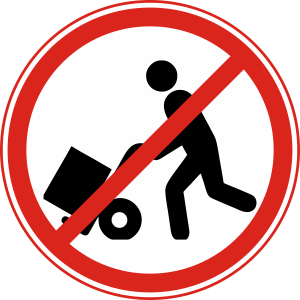 Which is the indication of hand driven carts are prohibited?
