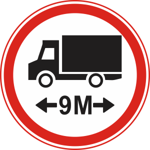 which of the following indicates "more than 9 meter longer vehicles are not allowed"?