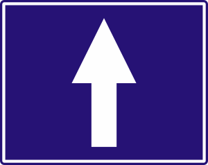 which of the following indicates "ONE WAY ROAD "?