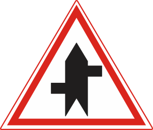 which of the following indicates "SERVICE ROAD JOIN THE ROAD FROM LEFT FIRST AND FROM RIGHT AFTERWARDS"?