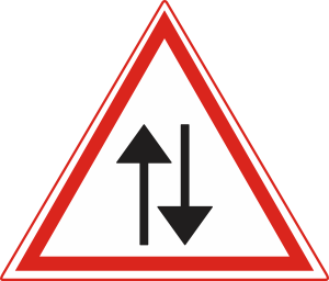 Which of the following indicates "Two way Traffic ahead"?