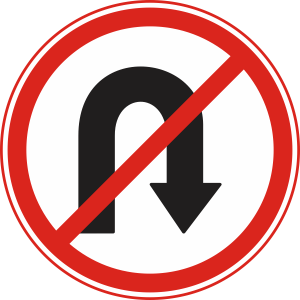 which of the following indicates "U-TURN IS PROHIBITED"?