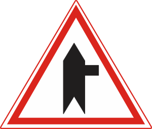 Which of the following indicates "Service Road is at your Right"?