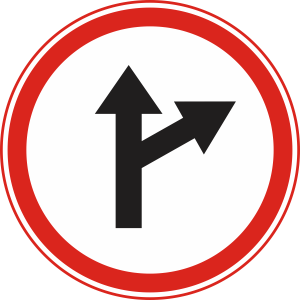 which of the following indicates "GOING STRAIGHT OR RIGHT IS ALLOWED"?